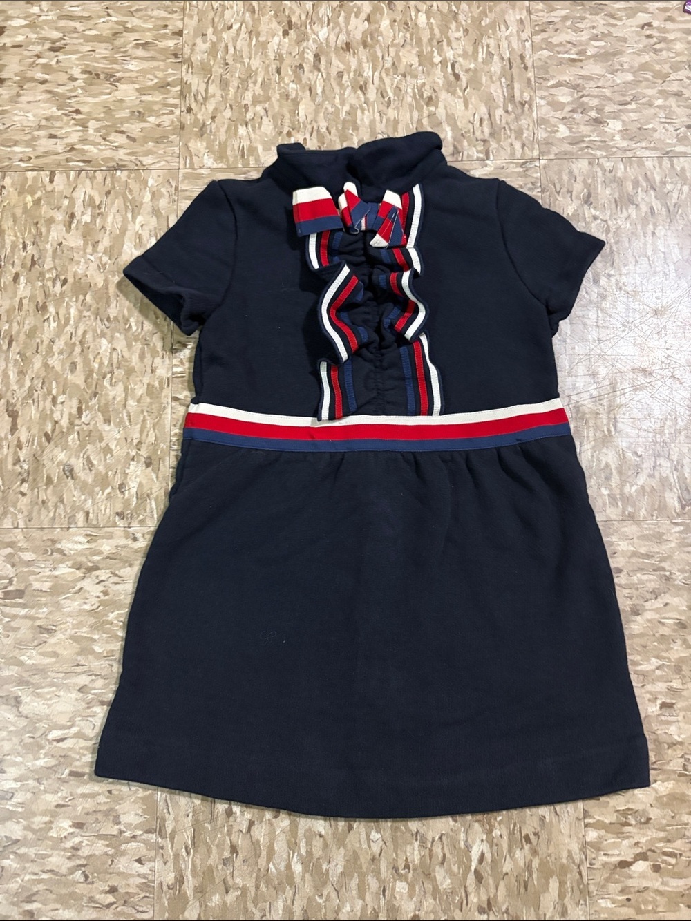 Gucci Bow Web Dress Navy Blue With Red Stripes
